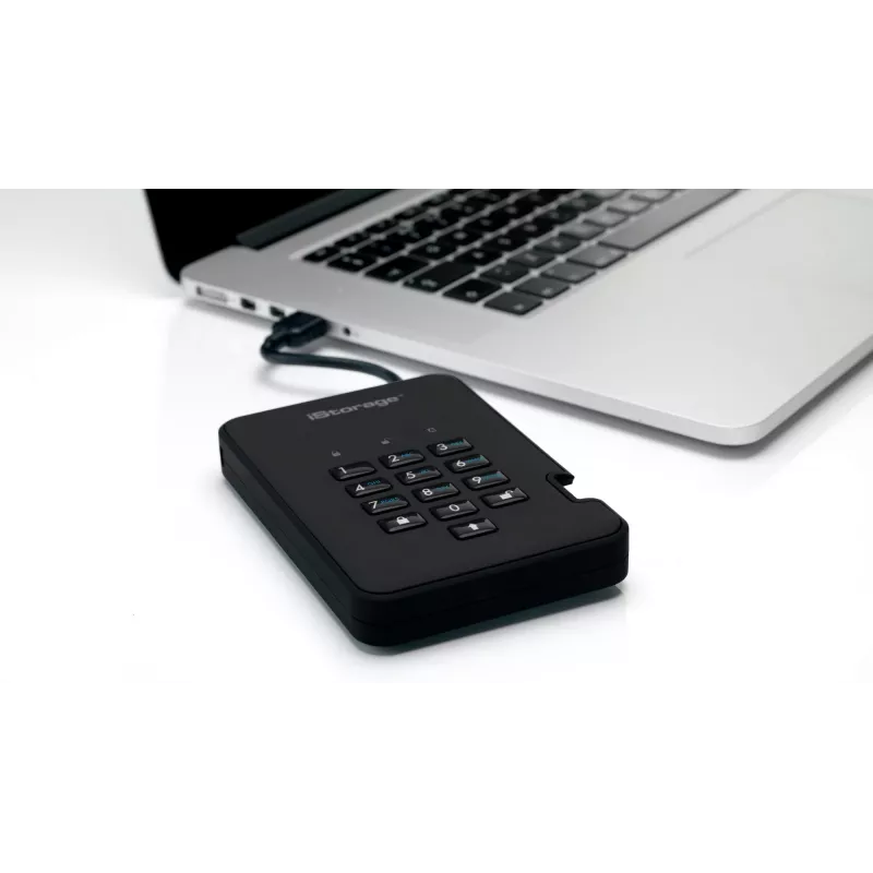 SSD iStorage diskAshur² 128GB preto | Unidade de estado sólido portátil segura | Encriptação de hardware AES-XTS 256 bits | Protegida por PIN | Independente do sistema operativo e plataforma | Conforme TAA | Proteção contra ataques de força bruta | Resistente ao pó/água