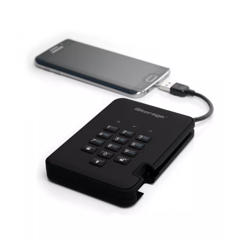 SSD iStorage diskAshur² 128GB preto | Unidade de estado sólido portátil segura | Encriptação de hardware AES-XTS 256 bits | Protegida por PIN | Independente do sistema operativo e plataforma | Conforme TAA | Proteção contra ataques de força bruta | Resistente ao pó/água