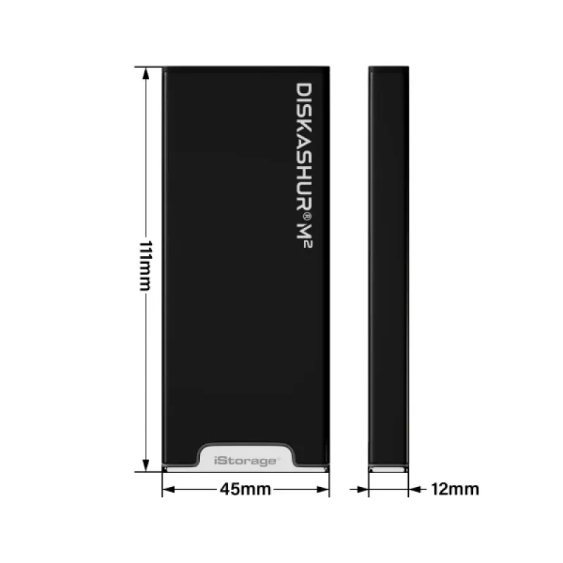 SSD iStorage diskAshur M² 2TB | SSD portátil segura | Conforme FIPS 140-3 Nível 3 | Common Criteria EAL 5+ | Independente do SO e plataforma | Conforme RGPD, TAA | Proteção contra força bruta | Resistente ao pó e água