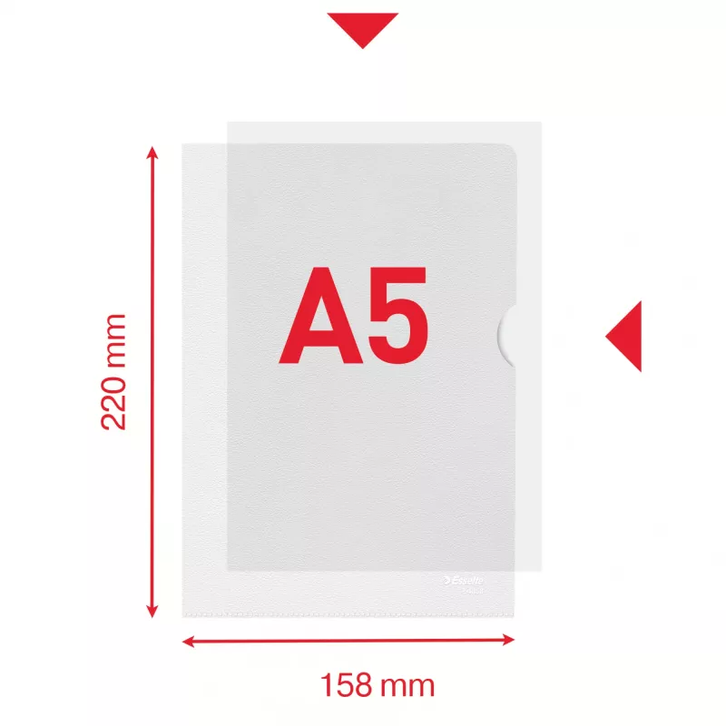 Esselte pasta Premium A5, pasta de projeto, A5, polipropileno (PP), transparente, vertical, 40 folhas