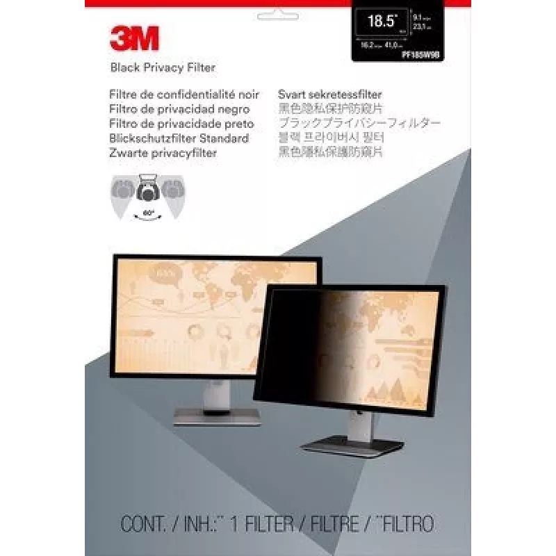 3M PF185W9B Filtro de privacidade 47 cm (18,5 polegadas) Monitor Filtro de privacidade sem moldura