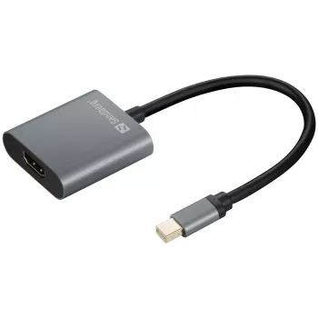Sandberg adaptador MiniDP1.4>HDMI2.0 4K60, Mini DisplayPort, HDMI Type-A (Standard), conector macho, conector fêmea, 3840 x 2160 píxeis, 6 Gbit/s