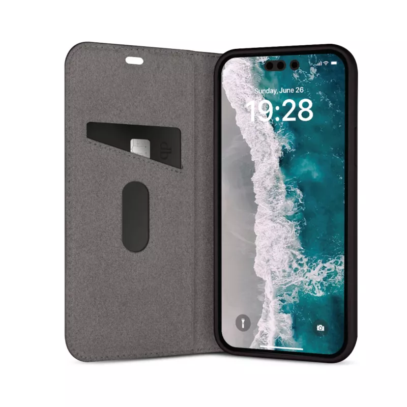 Capa tipo folio para telefone dbramante1928 Oslo para iPhone 14 Pro Max — preto, 3 compartimentos para cartões, suporte de mesa, compatível com 6,7