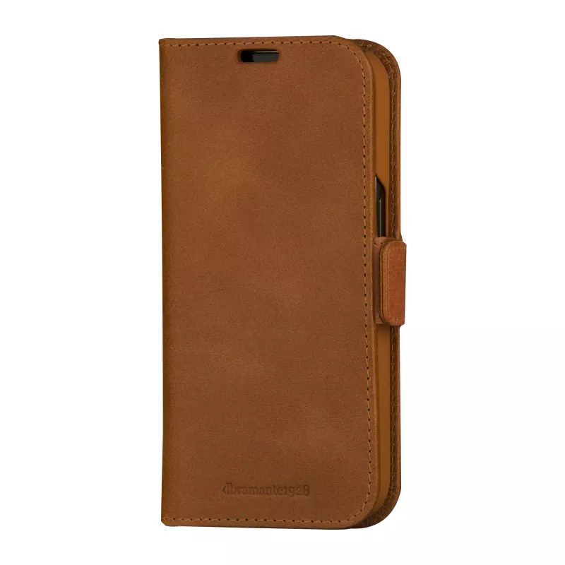 Capa tipo folio para telefone dbramante1928 Copenhagen para iPhone 15 Pro – Tan, 3 compartimentos para cartões, monocromático castanho