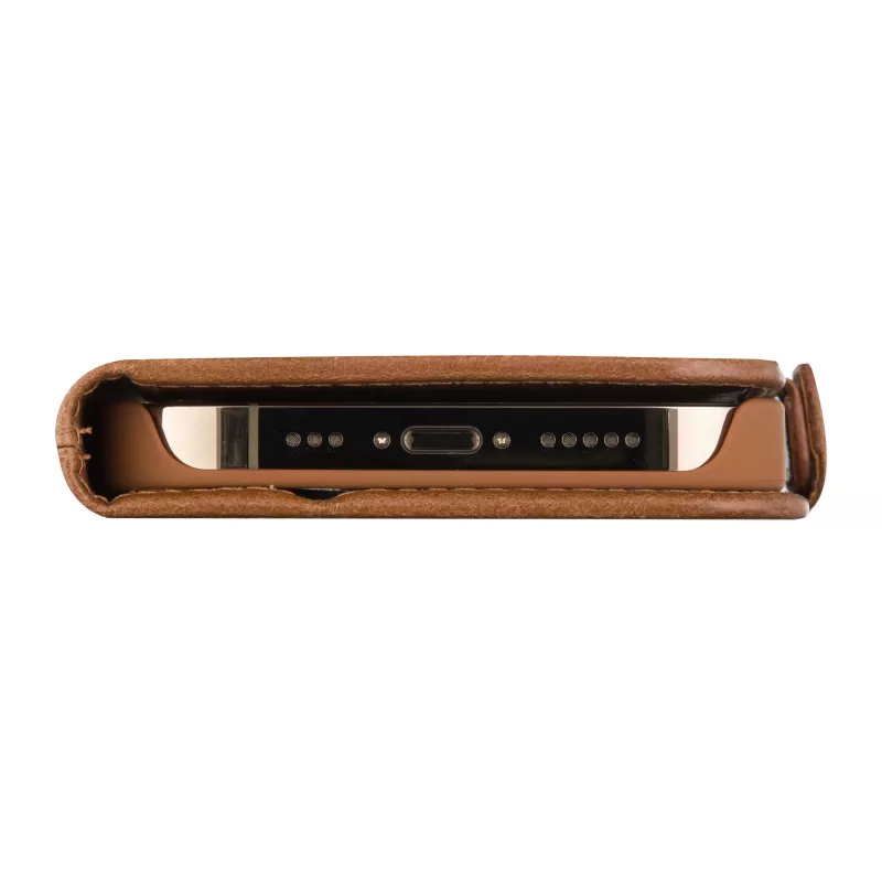 Capa tipo folio para telefone dbramante1928 Copenhagen para iPhone 15 Pro – Tan, 3 compartimentos para cartões, monocromático castanho