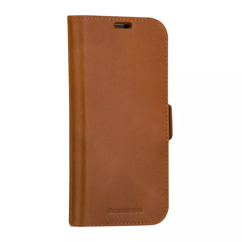 Capa tipo folio para telefone dbramante1928 Copenhagen para iPhone 15 Pro – Tan, 3 compartimentos para cartões, monocromático castanho