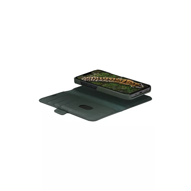 Carteira com capa dbramante1928 New York para iPhone 14 Pro Max, verde, 3 compartimentos para cartões, compatível com 6,7 polegadas
