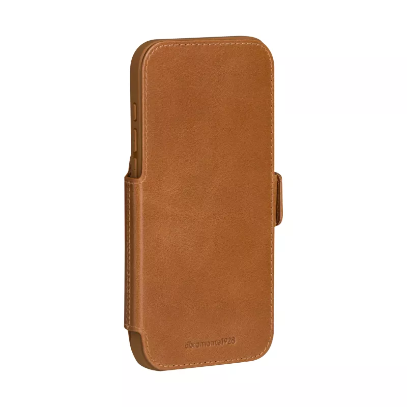 dbramante1928 Copenhagen Capa flip de pele granulada para iPhone 17 Pro Max, tan