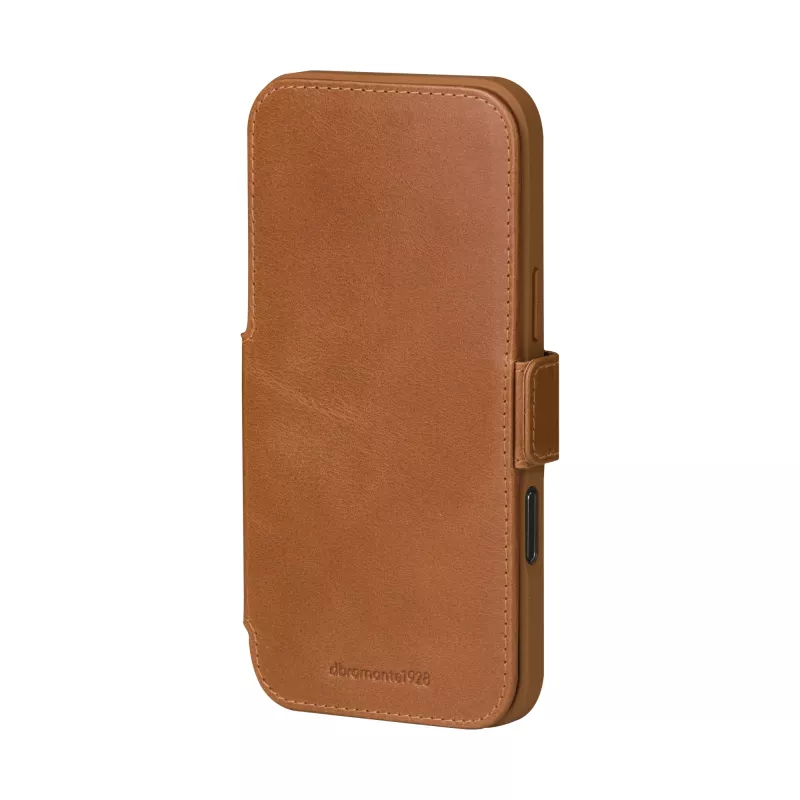 dbramante1928 Copenhagen Capa flip de pele granulada para iPhone 17 Pro Max, tan
