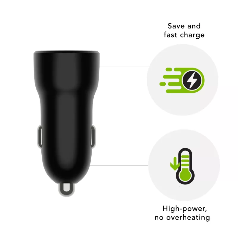 Carregador de automóvel d bramante re-charge USB-A 18W – 12–24V, 1× USB-A, Preto