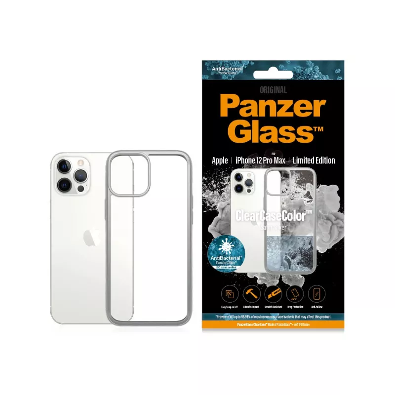 PanzerGlass ® ClearCaseColor™ iPhone 12 Pro Max - Satin Silver Edição Limitada