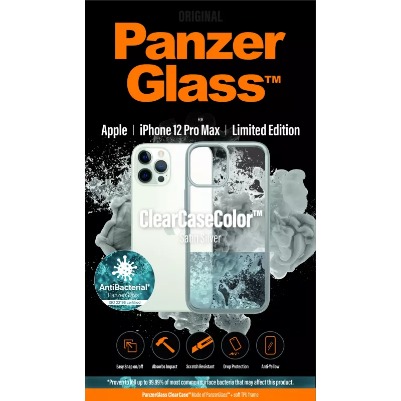 PanzerGlass ® ClearCaseColor™ iPhone 12 Pro Max - Satin Silver Edição Limitada