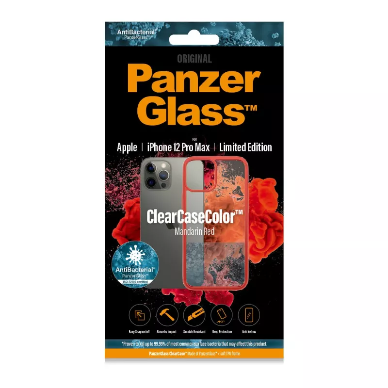 PanzerGlass ® ClearCaseColor™ iPhone 12 Pro Max - Mandarin Red Edição Limitada