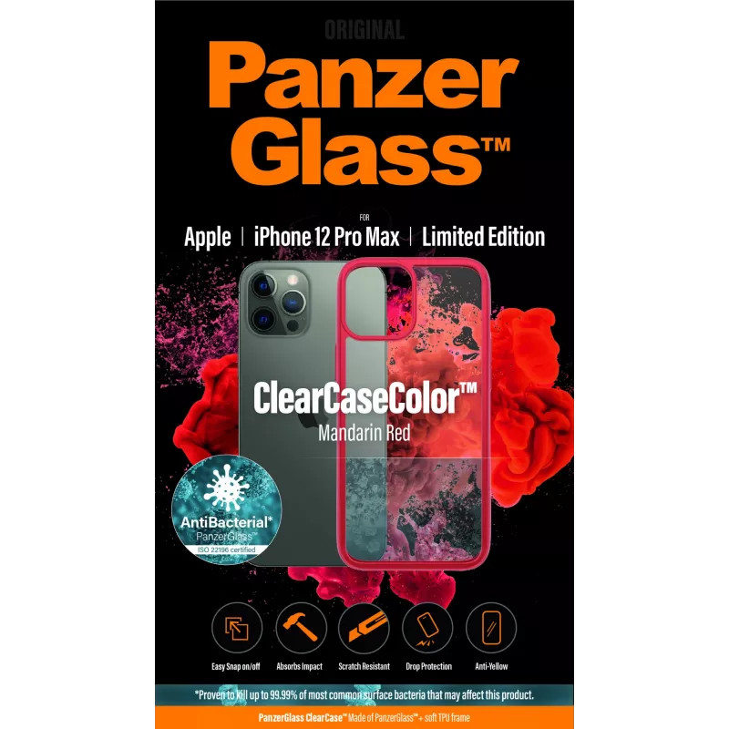 PanzerGlass ® ClearCaseColor™ iPhone 12 Pro Max - Mandarin Red Edição Limitada
