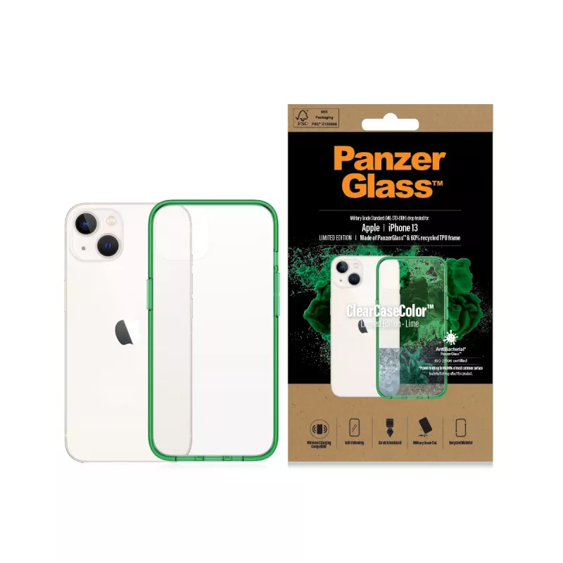 Capa ClearCaseColor PanzerGlass Apple iPhone 13 Lime 0334