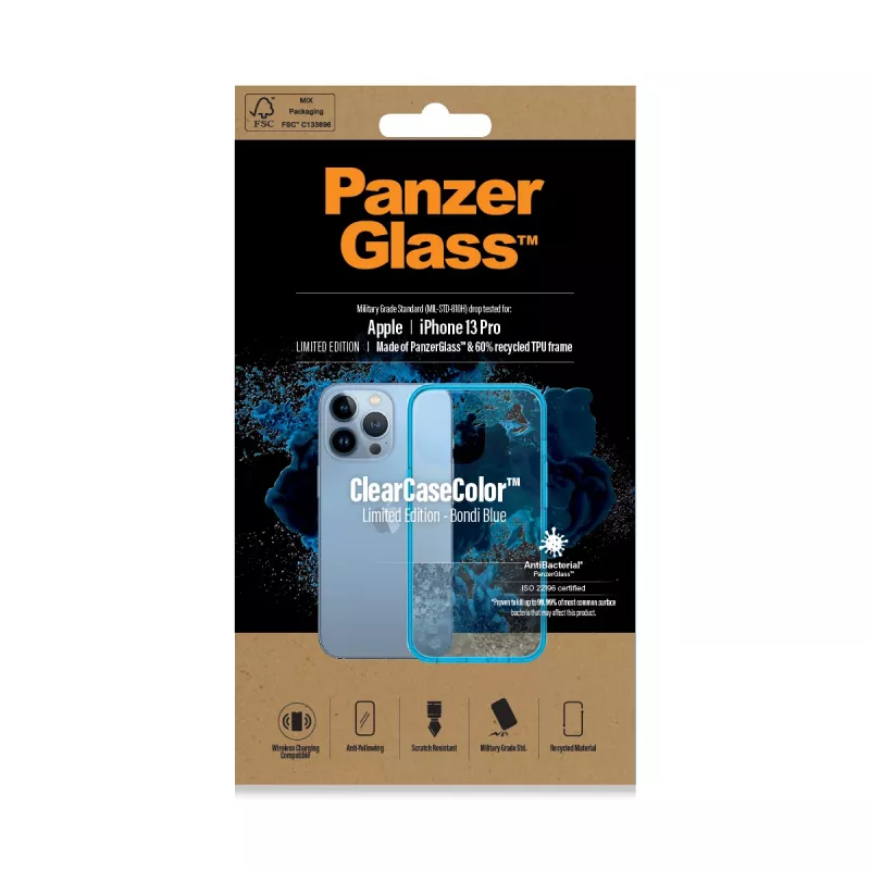 Capa PanzerGlass ClearCaseColor iPhone 13 Pro Bondie Blue
