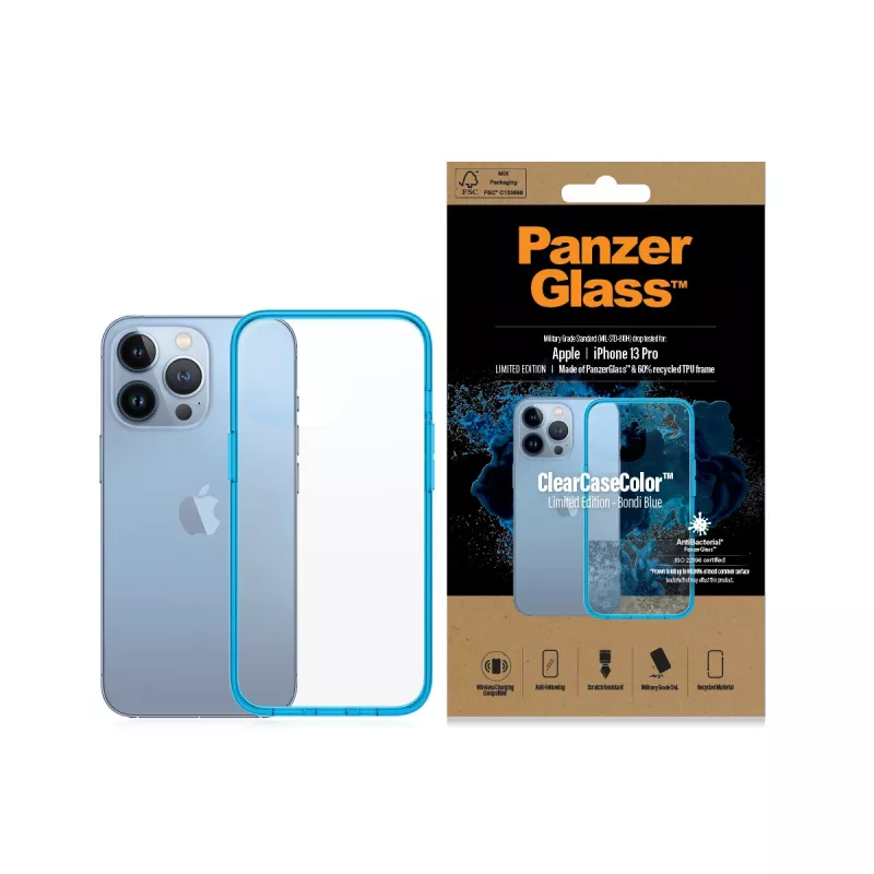 Capa PanzerGlass ClearCaseColor iPhone 13 Pro Bondie Blue