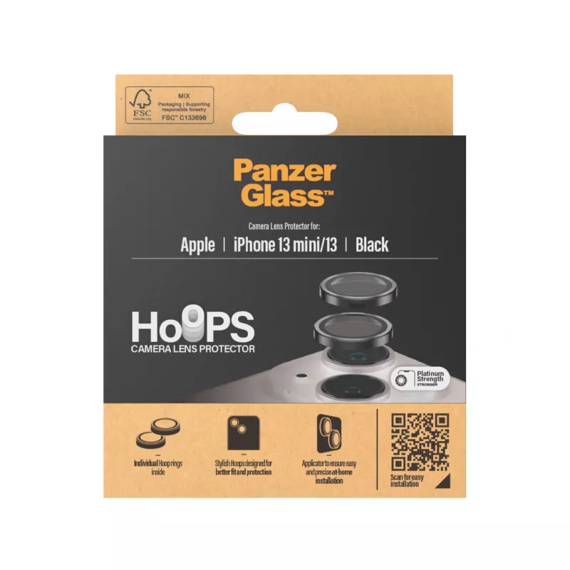 Proteção de lentes da câmara PanzerGlass Hoops iPhone 13 mini 13 Preto Resistente a riscos