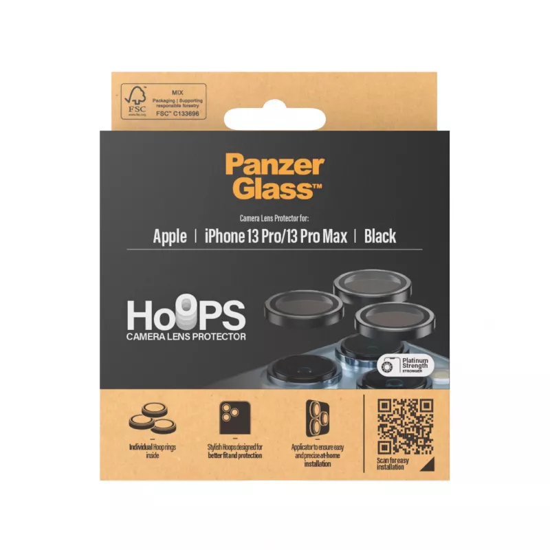 Proteção de lentes da câmara PanzerGlass Hoops para iPhone 13 Pro 13 Pro Max Preto Resistente a riscos