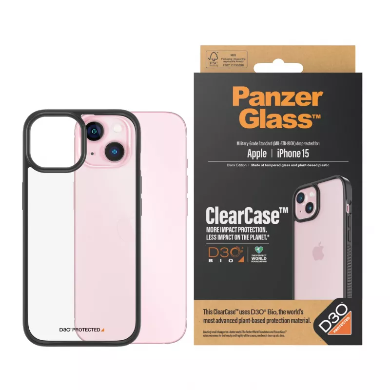 Capa PanzerGlass ClearCase iPhone 15 D3O Transparente