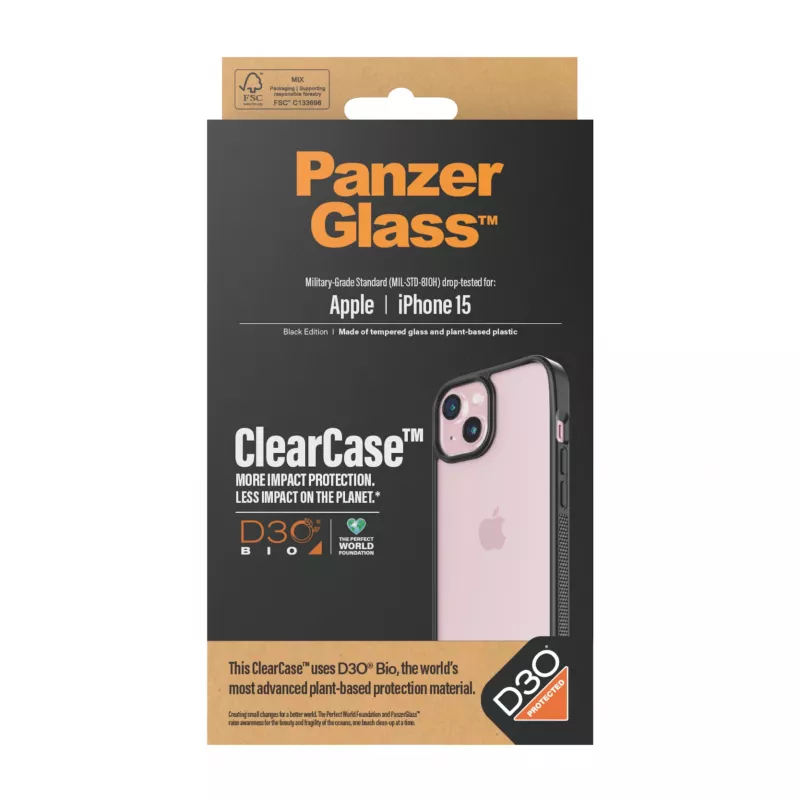 Capa PanzerGlass ClearCase iPhone 15 D3O Transparente
