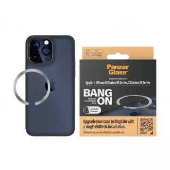 PanzerGlass Bang On Anel de compatibilidade MagSafe para iPhone 12/13/14/15, transparente