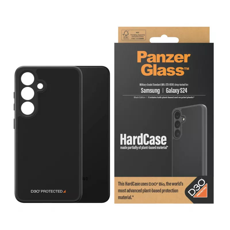 PanzerGlass ® HardCase Preto c. D3O® Samsung Galaxy S24, Capa, Samsung, Samsung - Galaxy S24, Preto