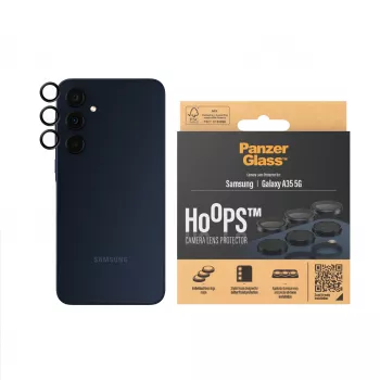 Proteção de lentes da câmara PanzerGlass Hoops para Samsung Galaxy A35 5G, vidro temperado, moldura preta