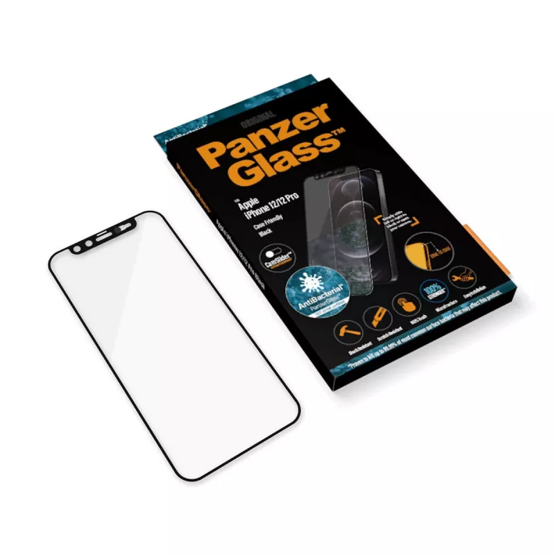 Proteção de ecrã PanzerGlass CamSlider para Apple iPhone 12 / 12 Pro — Vidro temperado sem moldura, Transparente, 6,1 polegadas