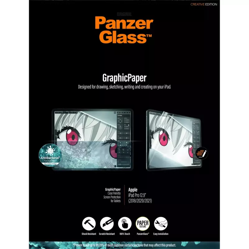 Película de proteção de ecrã PanzerGlass ® GraphicPaper® iPad Pro 12,9'' (2018–2022) | Encaixe ultralargo