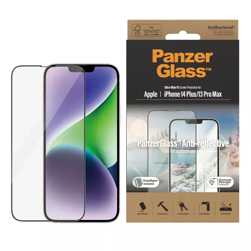 Proteção de ecrã antirreflexo PanzerGlass ® iPhone 14 Plus | 13 Pro Max | Ultra-Wide Fit com EasyAligner