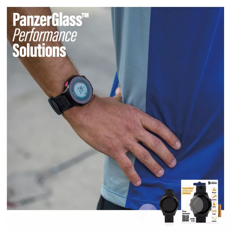 Proteção de ecrã PanzerGlass SmartWatch 34mm — vidro temperado 34×34×0,51 mm, transparente