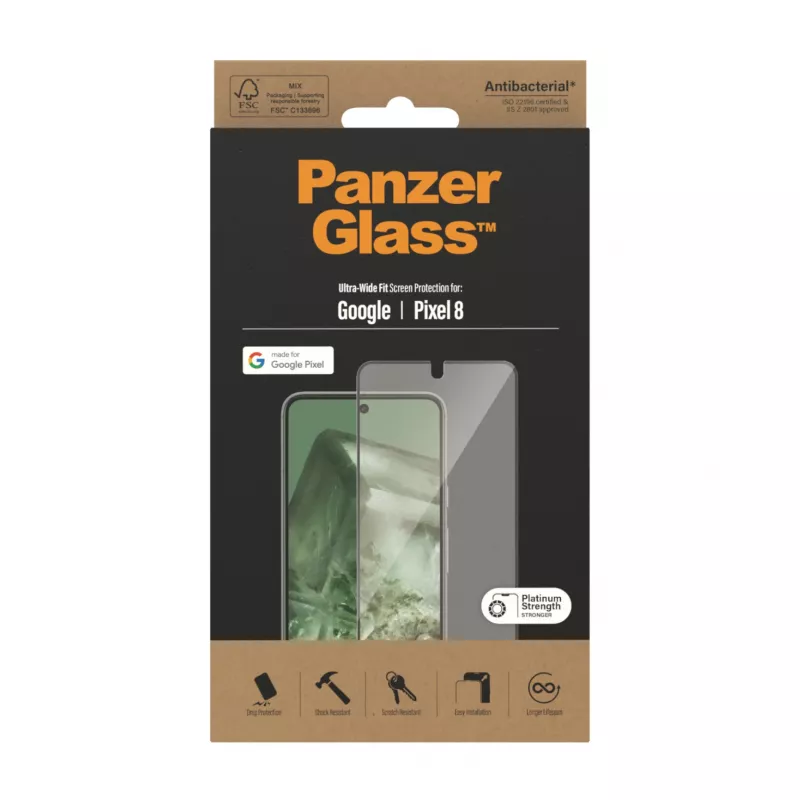 Proteção de ecrã PanzerGlass® Google Pixel 8 | Ultra-Wide Fit