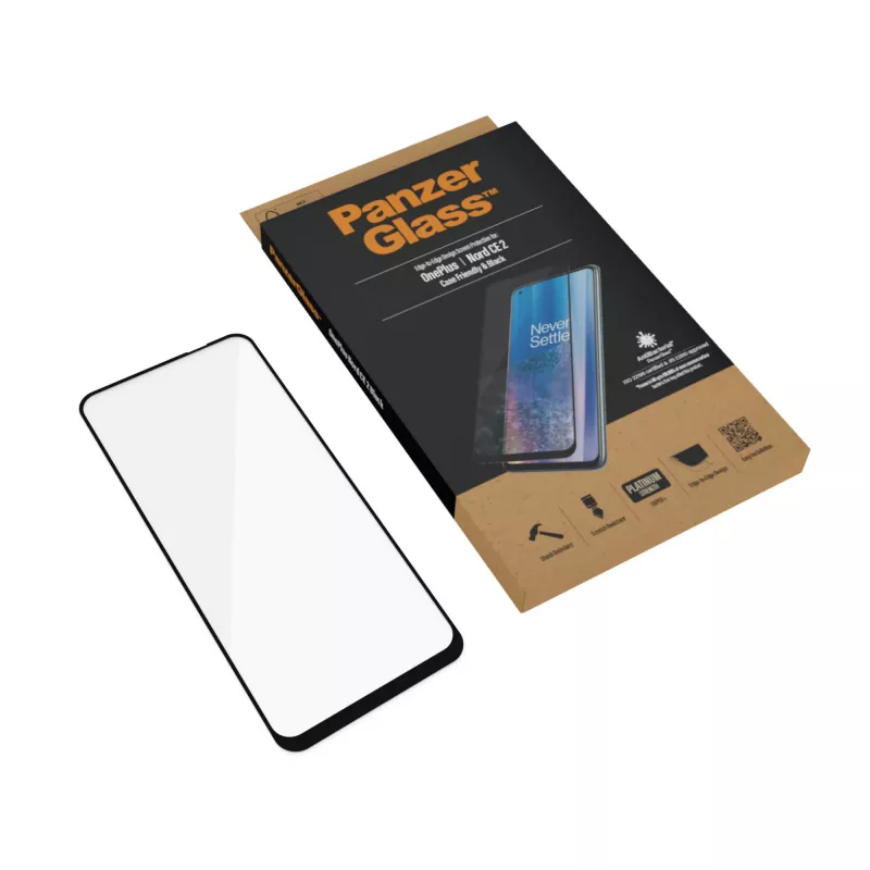 Proteção de ecrã PanzerGlass OnePlus Nord 2 CE resistente a riscos resistente a impactos antibacteriana