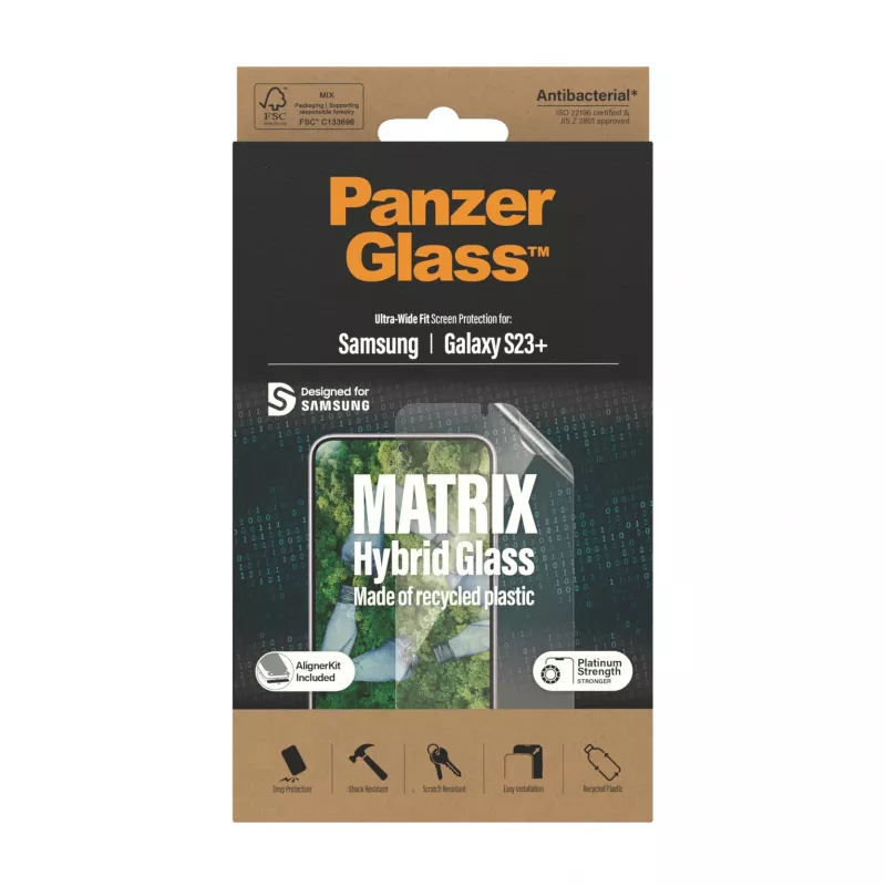 Proteção de ecrã PanzerGlass® ECO MATRIX Samsung Galaxy S23+ | Ultra-Wide Fit com AlignerKit