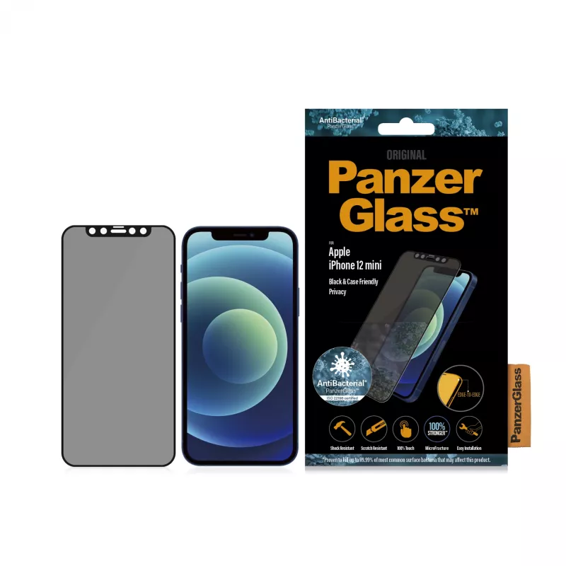 Película protetora de ecrã de privacidade PanzerGlass® iPhone 12 Mini | Edge-to-Edge