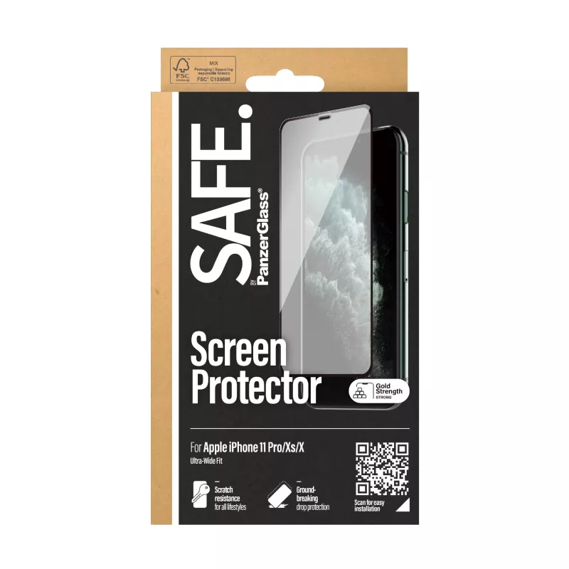 Proteção de ecrã PanzerGlass SAFE. by ® iPhone X | Xs | 11 Pro | Edge-to-Edge