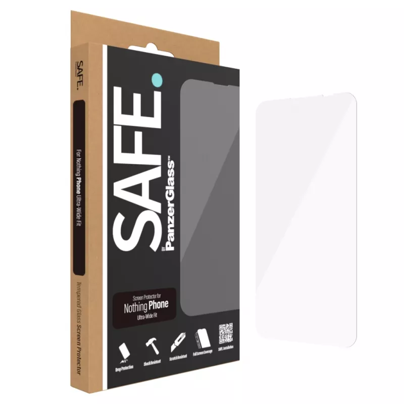 Proteção de ecrã PanzerGlass SAFE para Nothing Phone — Ultra-Wide Fit, vidro temperado + PET, resistente a riscos e impactos, aplicação a seco