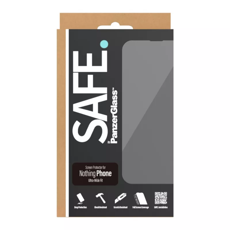 Proteção de ecrã PanzerGlass SAFE para Nothing Phone — Ultra-Wide Fit, vidro temperado + PET, resistente a riscos e impactos, aplicação a seco