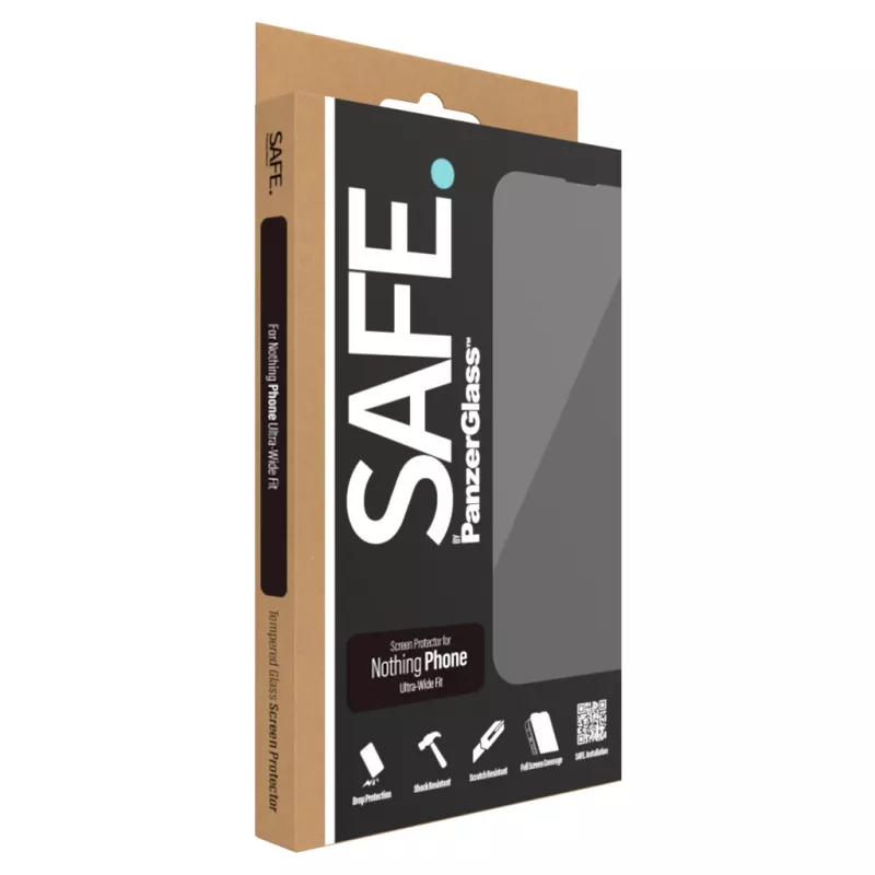 Proteção de ecrã PanzerGlass SAFE para Nothing Phone — Ultra-Wide Fit, vidro temperado + PET, resistente a riscos e impactos, aplicação a seco