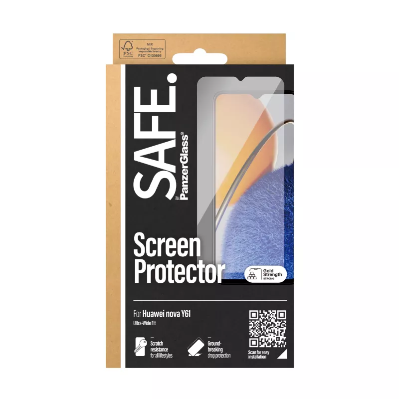 Película protetora de ecrã PanzerGlass SAFE. by ® Huawei Nova Y61 | Ultra-Wide Fit