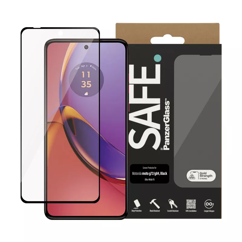 Proteção de ecrã PanzerGlass SAFE. by ® Motorola MOTO G84 5G | G72 | Ultra-Wide Fit
