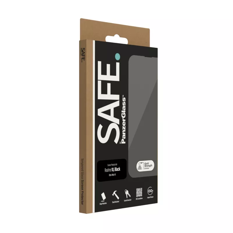 Vidro temperado PanzerGlass SAFE para Realme 10 — Ultra-Wide Fit, preto