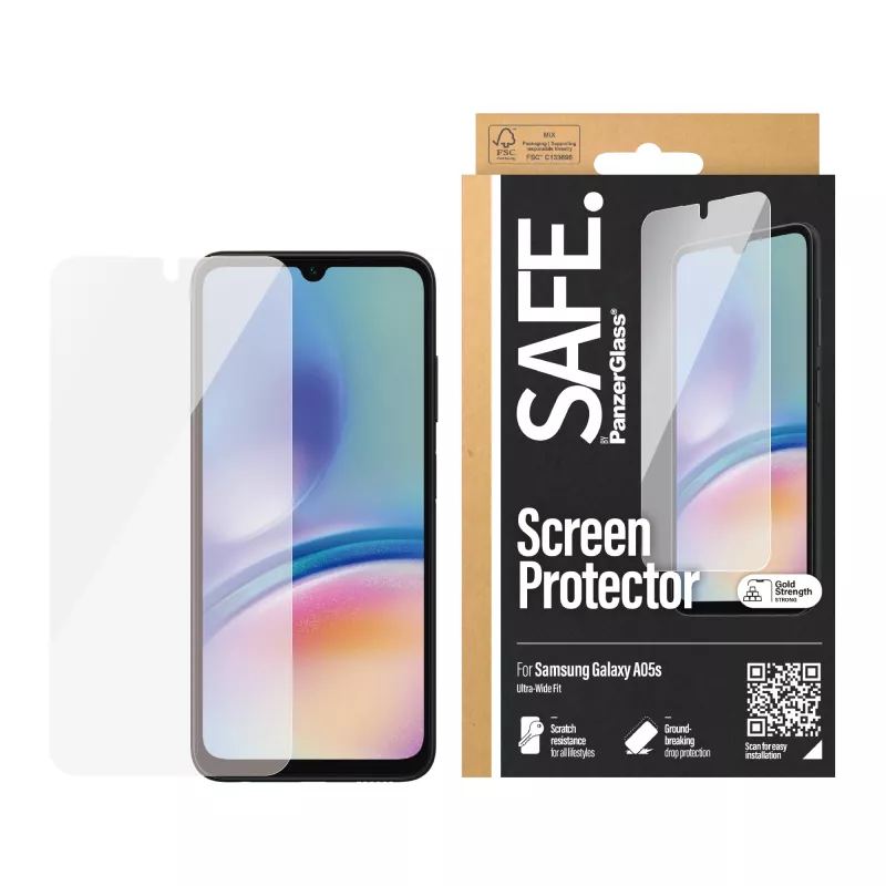Proteção de ecrã PanzerGlass para Samsung Galaxy A05s Ultra-Wide Fit PET resistente a riscos e a choques transparente 1 unid.