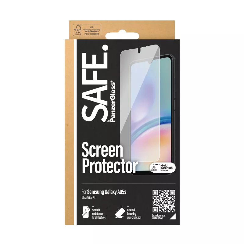 Proteção de ecrã PanzerGlass para Samsung Galaxy A05s Ultra-Wide Fit PET resistente a riscos e a choques transparente 1 unid.