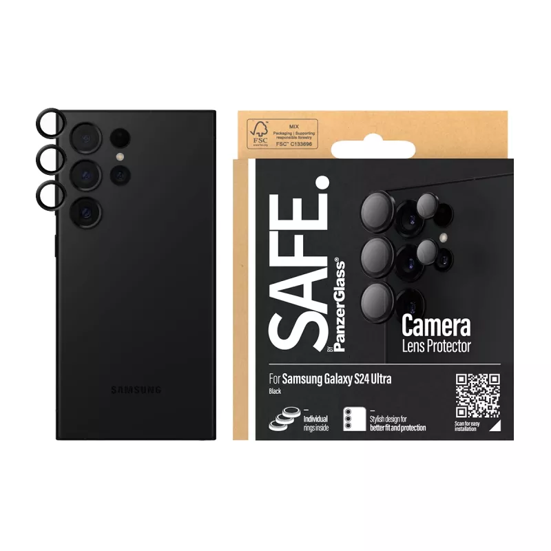 Proteção de objetiva de câmara PanzerGlass SAFE Samsung Galaxy S24 Ultra Preto Resistente a riscos Resistente a choques