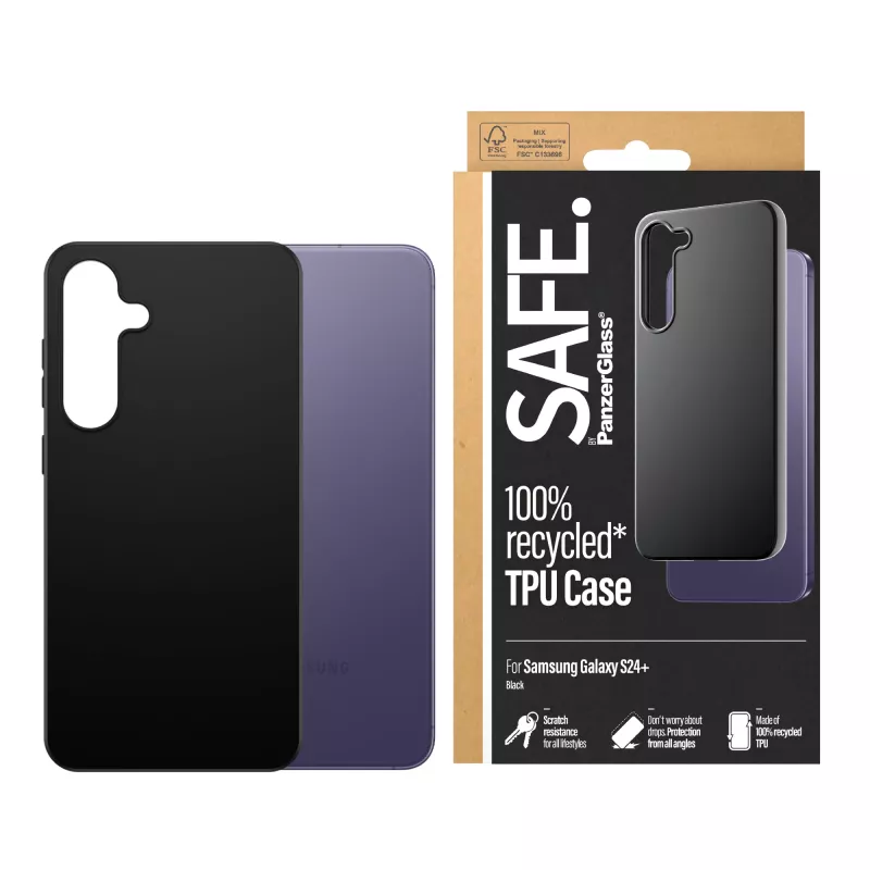 Capa TPU PanzerGlass SAFE. by ® Samsung Galaxy S24+ | Preto, Capa, Samsung, Samsung - Galaxy S24 Plus, Preto