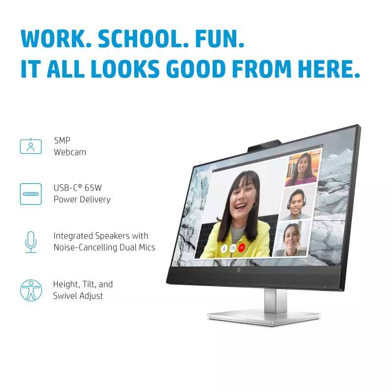 HP E27m G4 Monitor de conferência QHD USB-C monitor de computador 68,6 cm (27 polegadas) 2560 x 1440 píxeis Quad HD LCD preto, prateado