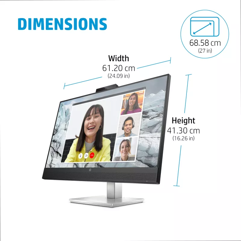 HP E27m G4 Monitor de conferência QHD USB-C monitor de computador 68,6 cm (27 polegadas) 2560 x 1440 píxeis Quad HD LCD preto, prateado