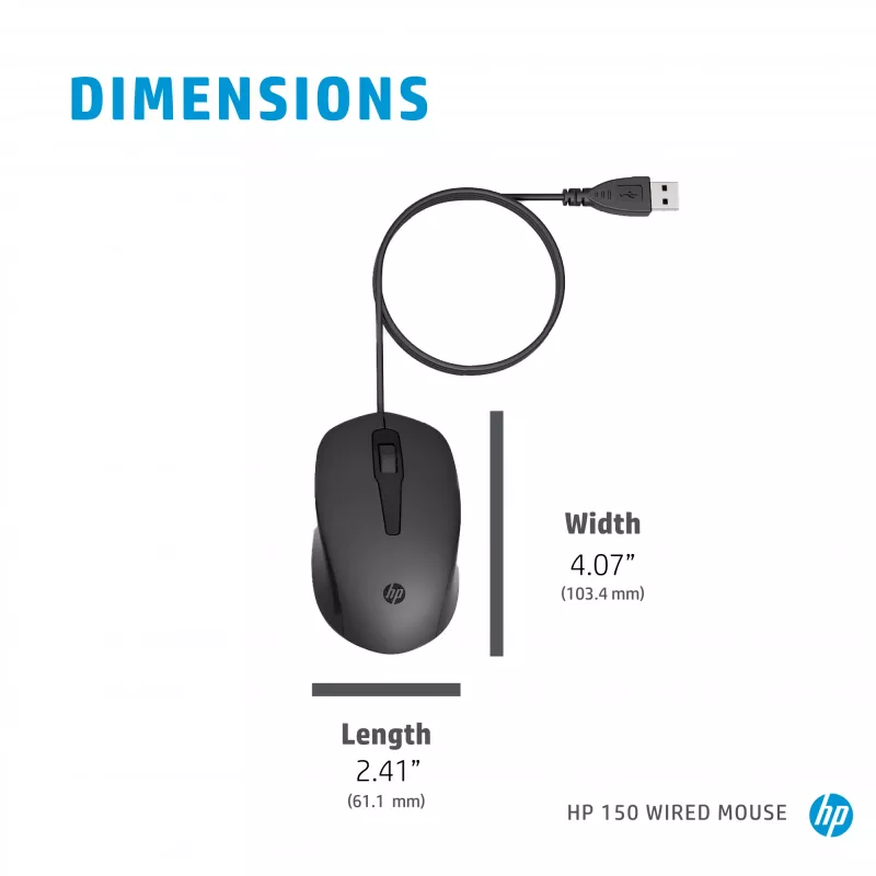 Rato HP 150 com fio USB Type-A
